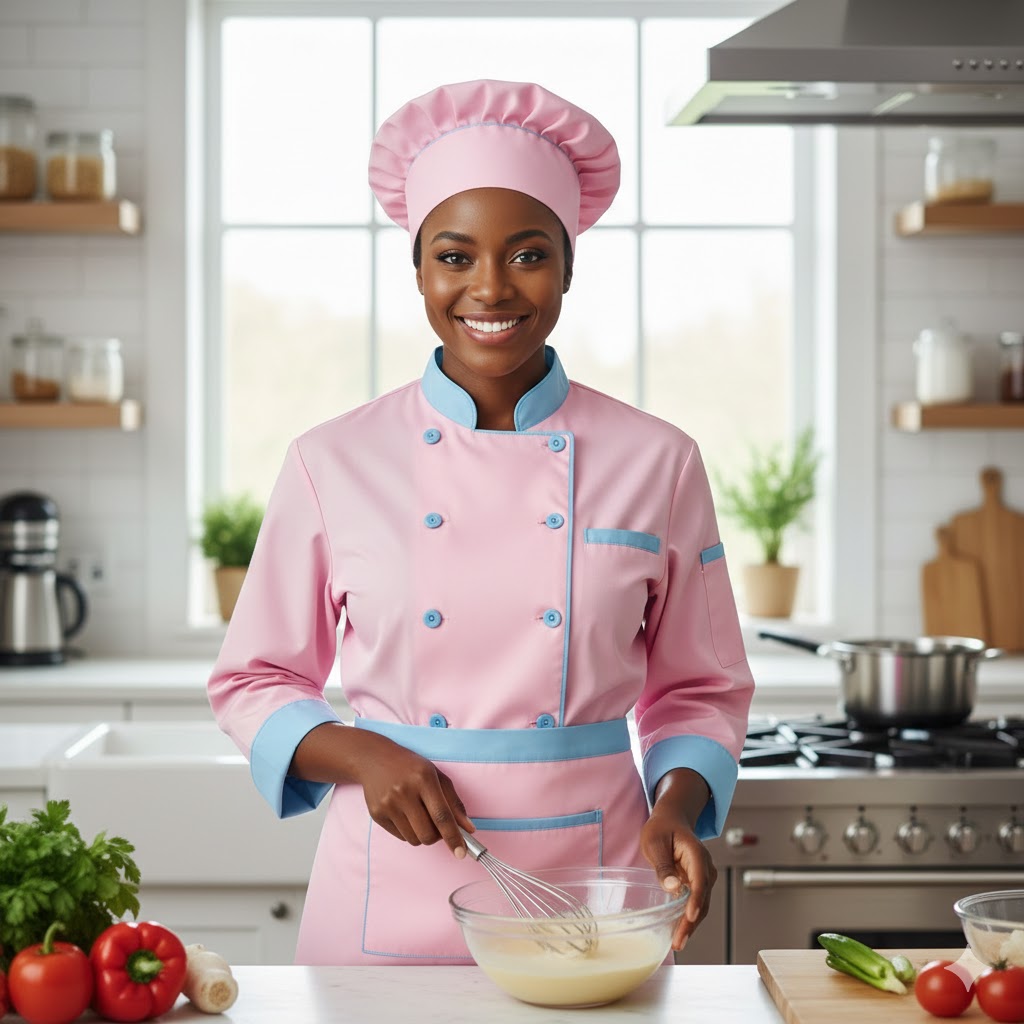 Cozinheira preparando refeição saudável
